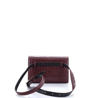 Saint Laurent Classic Monogram Kate Belt Bag Crocodile Embossed Leather