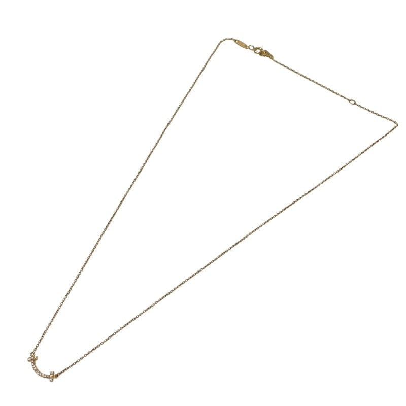 Tiffany & Co. T Smile Mini Diamond Necklace K18Pg