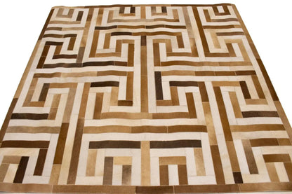 Cowhide leather rug modern square design contemporary carpet ft 6x6 ft
