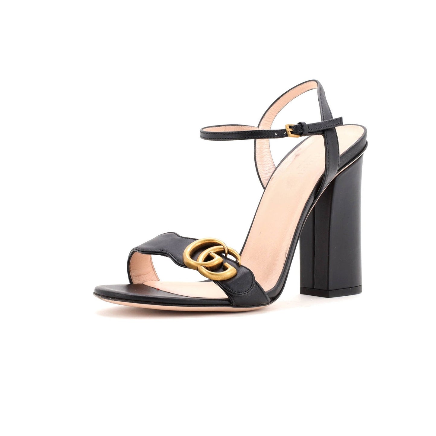 Gucci Women'S Gg Marmont Block Heel Sandals Leather