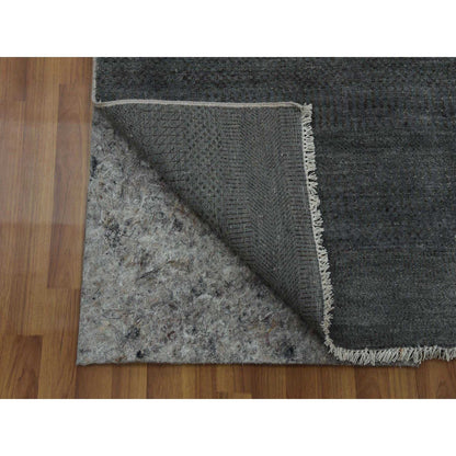 5'1"X7'1" Gray Hand Knotted Grass Design Wool And Silk Rug