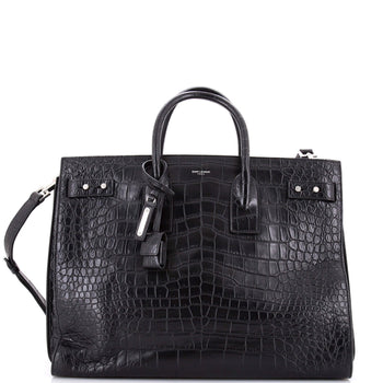 Saint Laurent Sac De Jour Souple Bag Crocodile Embossed Leather Large