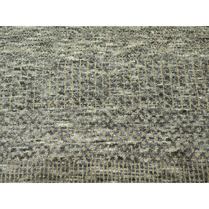 8'X10' Stone Gray Modern Grass Design Wool And Silk Hand Knotted Rug