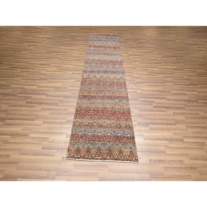 2'7"X10' Rust Red Soft Wool Kohinoor Herat Design Hand Knotted Runner Rug