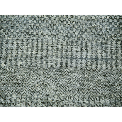 Rug 8'x8' Glacier Gray Modern Grass Hand Knotted Wool Square Oriental
