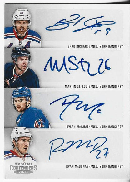 Brad Richards, Martin St Louis, Dylan Mcilrath, And Ryan Mcdonagh 2013 Panini Co