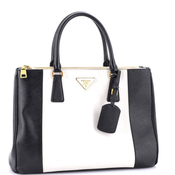 Prada Bicolor Double Zip Lux Tote Saffiano Leather Medium