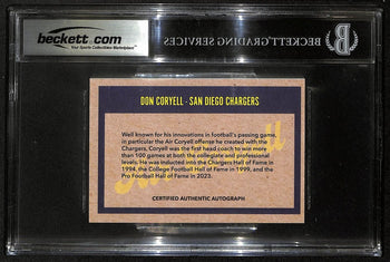 Don Coryell Hof Signed/Autographed 3.5X5 Custom Card Chargers Bas/Beckett 201307