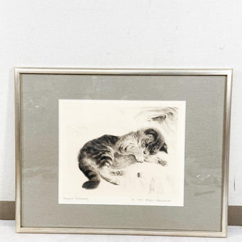Kurt Meyer-Eberhardt Etching Cat Kitten Original Radierung Signed 4/97 Framed