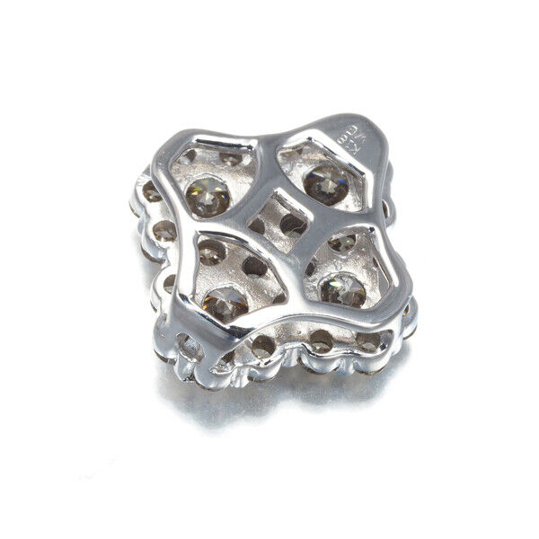 Brown Diamond Flower Pendant 18K 750 White Gold