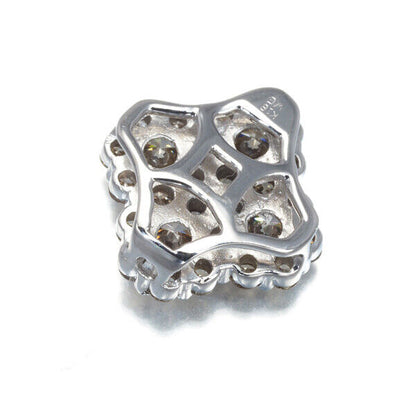 Brown Diamond Flower Pendant 18K 750 White Gold