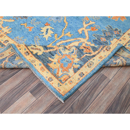 8'4"X10'5" Bonnie Blue Hand Knotted All Natural Wool Oushak Oriental Rug
