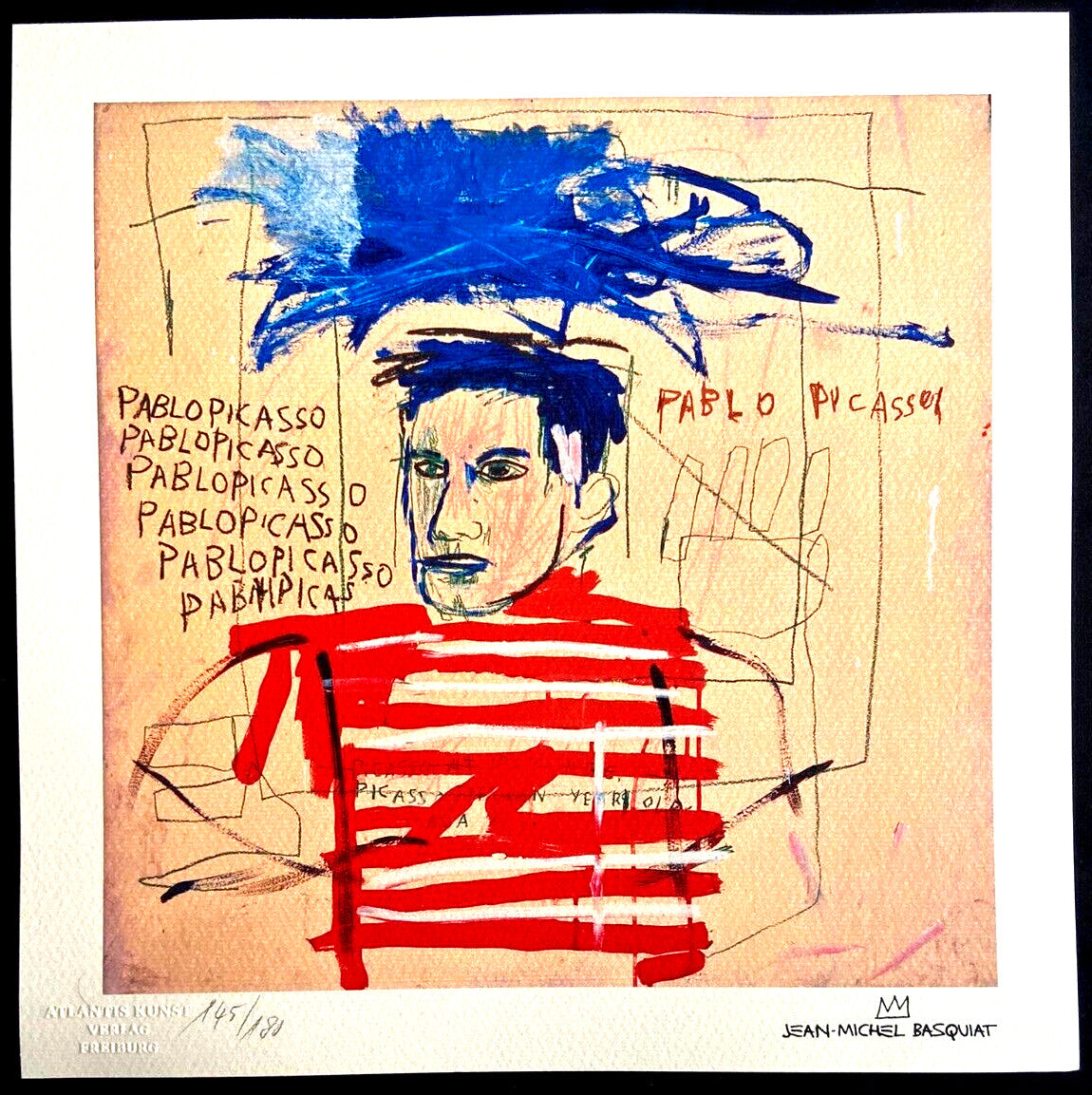 Jean-Michel Basquiat Lithograph "Homage To Picasso" Coa Signature Stamp