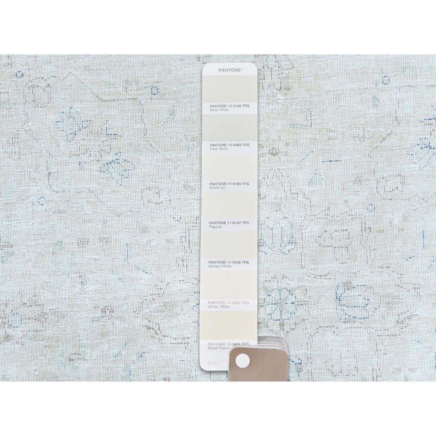 8'1"X10'9" Ivory Distressed Shabby Chic Farsian Hand Knotted Wool Rug