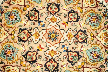 Extra Fine Hand-Knotted Floral Kork Wool & Silk Round Rug Oriental Carpet 5X5 ft
