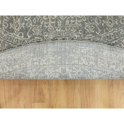 8'X8' Gray Fine Jacquard Hand Loomed Modern Wool And Art Silk Oriental Rug