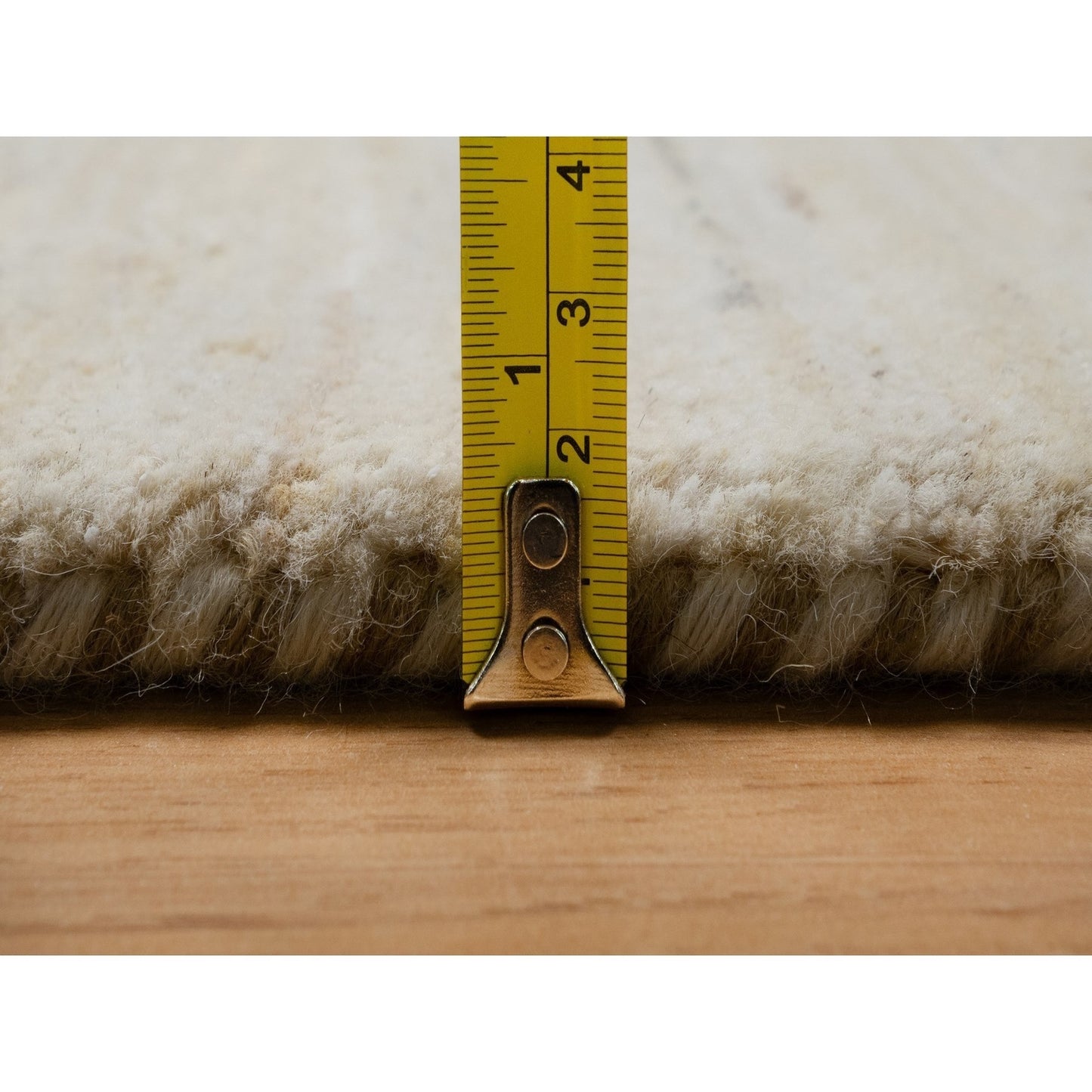 7'9"X9'8" Bone White Pure Wool Plain Design Hand Knotted Oriental Rug