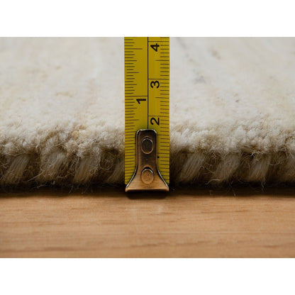 7'9"X9'8" Bone White Pure Wool Plain Design Hand Knotted Oriental Rug