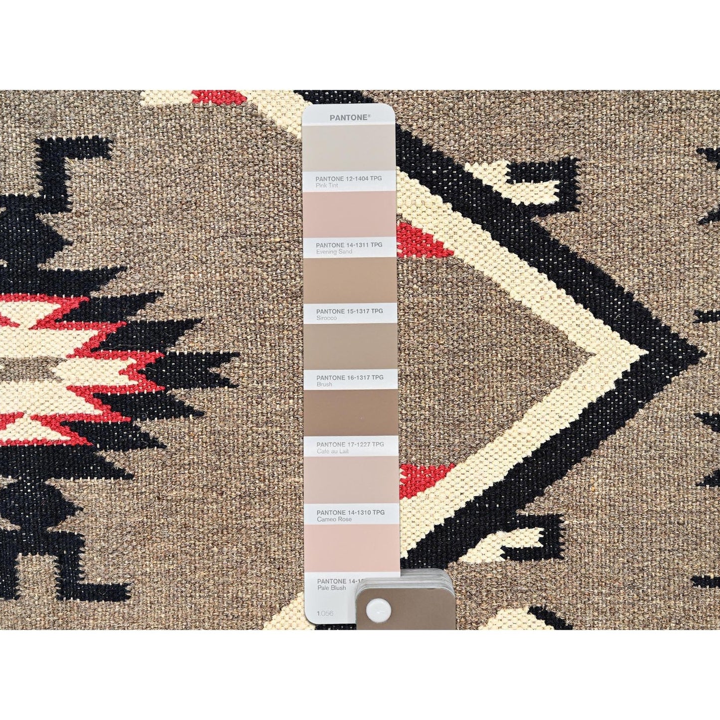 5'2"X6'10" Brown American Geometric Design Rug Flat Weave Hand Woven Wool