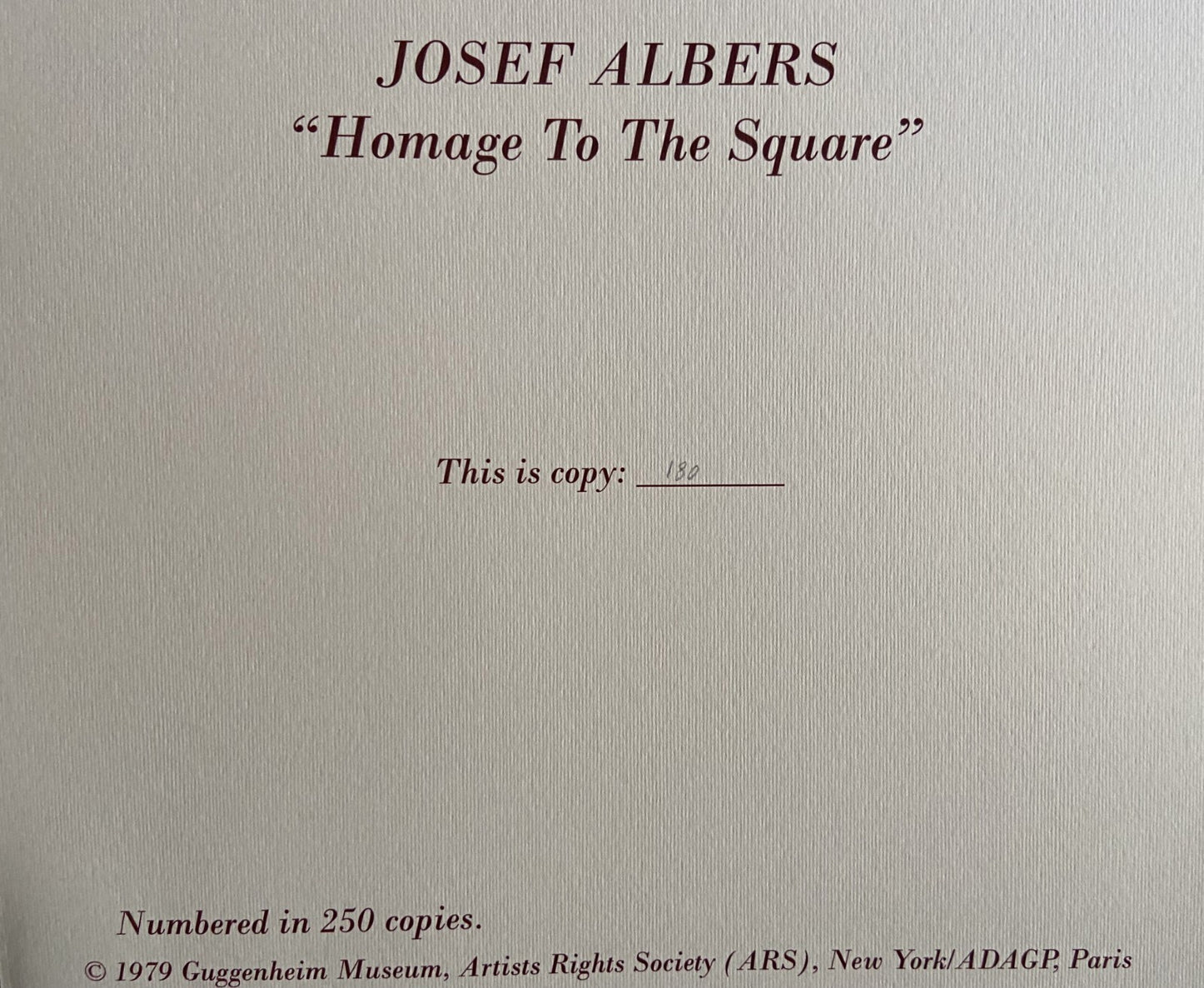 Josef Albers Lithograph Guggenheim Museum Coa Numbered Published