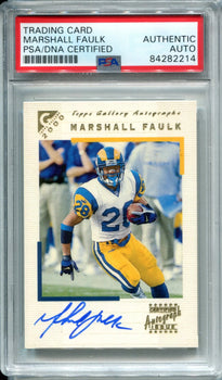 Marshal Faulk Autographed 2000 Topps Gallery Card (Psa)