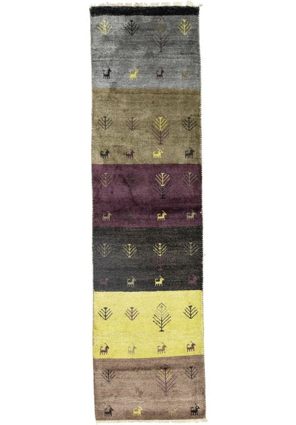 Handwoven Indo-Gabbeh Oriental Runner Rug