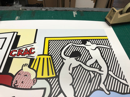 Roy Lichtenstein Tintin Reading " Poster Pop Art Gray, White, Mul