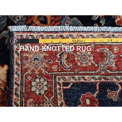 2'6"X8' Midnight Blue Heris All Over Design Hand Knotted Wool Runner Rug