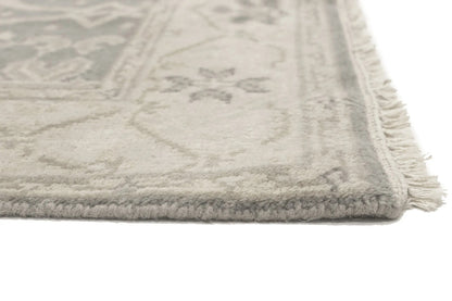 Handmade Muted Taupe Floral Oriental Rug Classic