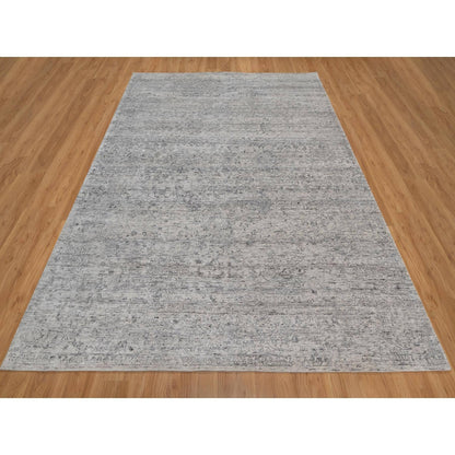 7'10"X10' Ivory Modern Design Undyed Natural Wool Hand Knotted Rug