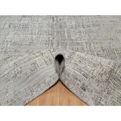 8'1"X8'1" Gray Undyed Natural Wool Modern Hand Knotted Square Rug