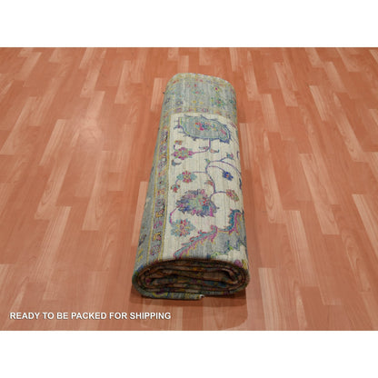 8'8"X12' Blueish Gray Medallion Design Silk With Wool Hand Knotted Rug
