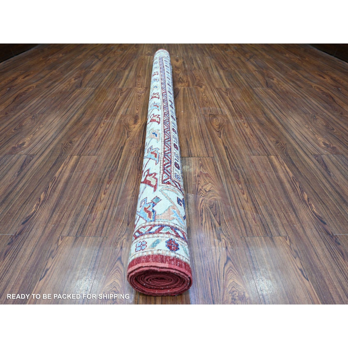 7'X10' Barn Red Hand Knotted Afghan Super Kazak Soft Shiny Wool Rug