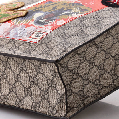 Gucci Courrier Convertible Soft Open Tote Gg Coated Canvas With Applique North