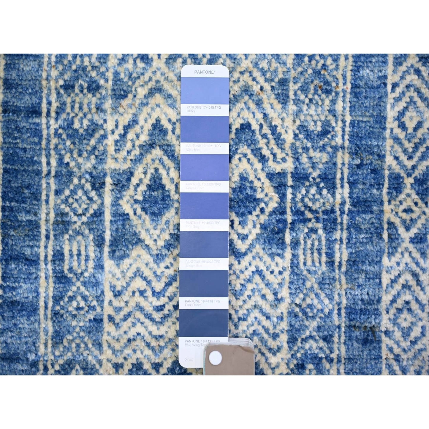 6'2"X8'8" Medium Sapphire Fine Peshawar Natural Wool Hand Knotted Rug