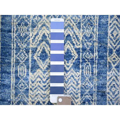 6'2"X8'8" Medium Sapphire Fine Peshawar Natural Wool Hand Knotted Rug