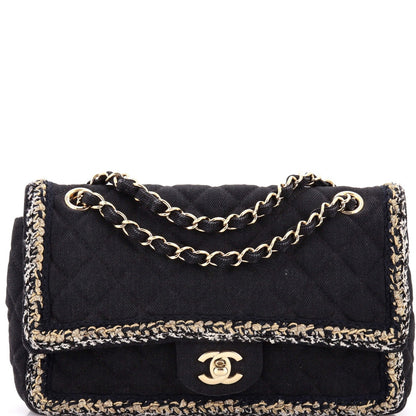 Chanel Classic Single Flap Bag Braided Quilted Denim Medium