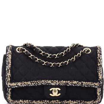 Chanel Classic Single Flap Bag Braided Quilted Denim Medium