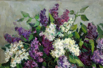 Natalia Navashina Krandievskaya Lilacs In A Basket Soviet Oil Painting Signed