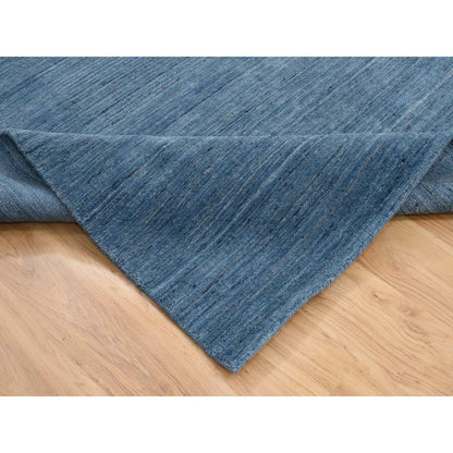 6'X9' Denim Blue Pure Wool Hand Loomed Modern Design Oriental Rug
