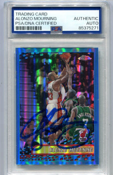 Alonzo Mourning 2002 Topps Chrome Aqua Refractor Psa Auto Auth Card
