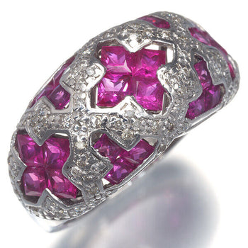 Ruby 2.80Ct Diamond 0.40Ct Princess-Cut Cross