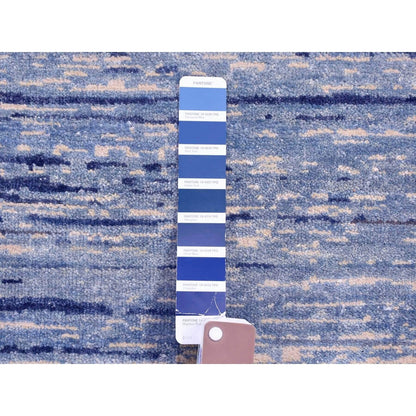 10'1"X14'1" Blue Oceanic Pure Wool Ombre Design Hand Made Oriental Rug