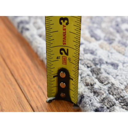 2'2"X3' Gray Silken Roman Mosaic Design Hand Knotted Sample Mat Rug