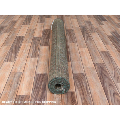 4'1"X6' Honey Brown Hand Knotted Vintage Farsian Sheeraz Worn Wool Rug