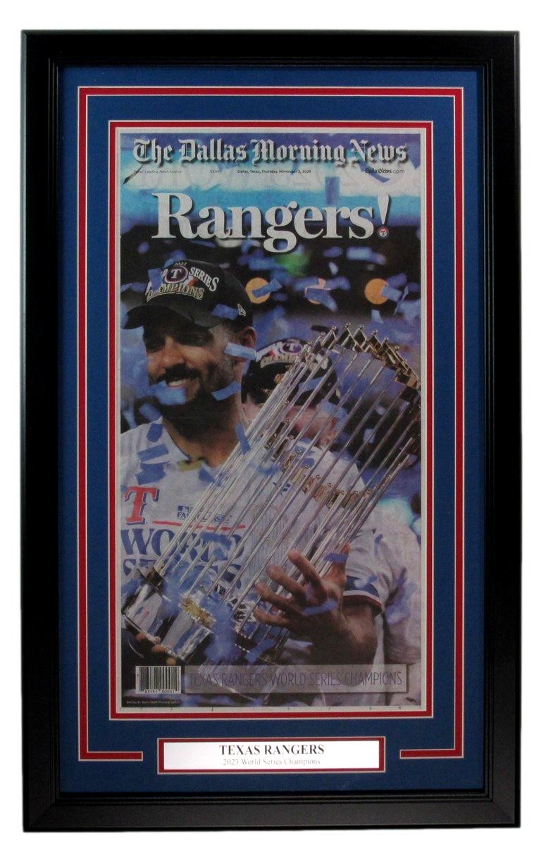 The Dallas Morning News Newspaper 2023 Texas Rangers World Series Champs Framed2
