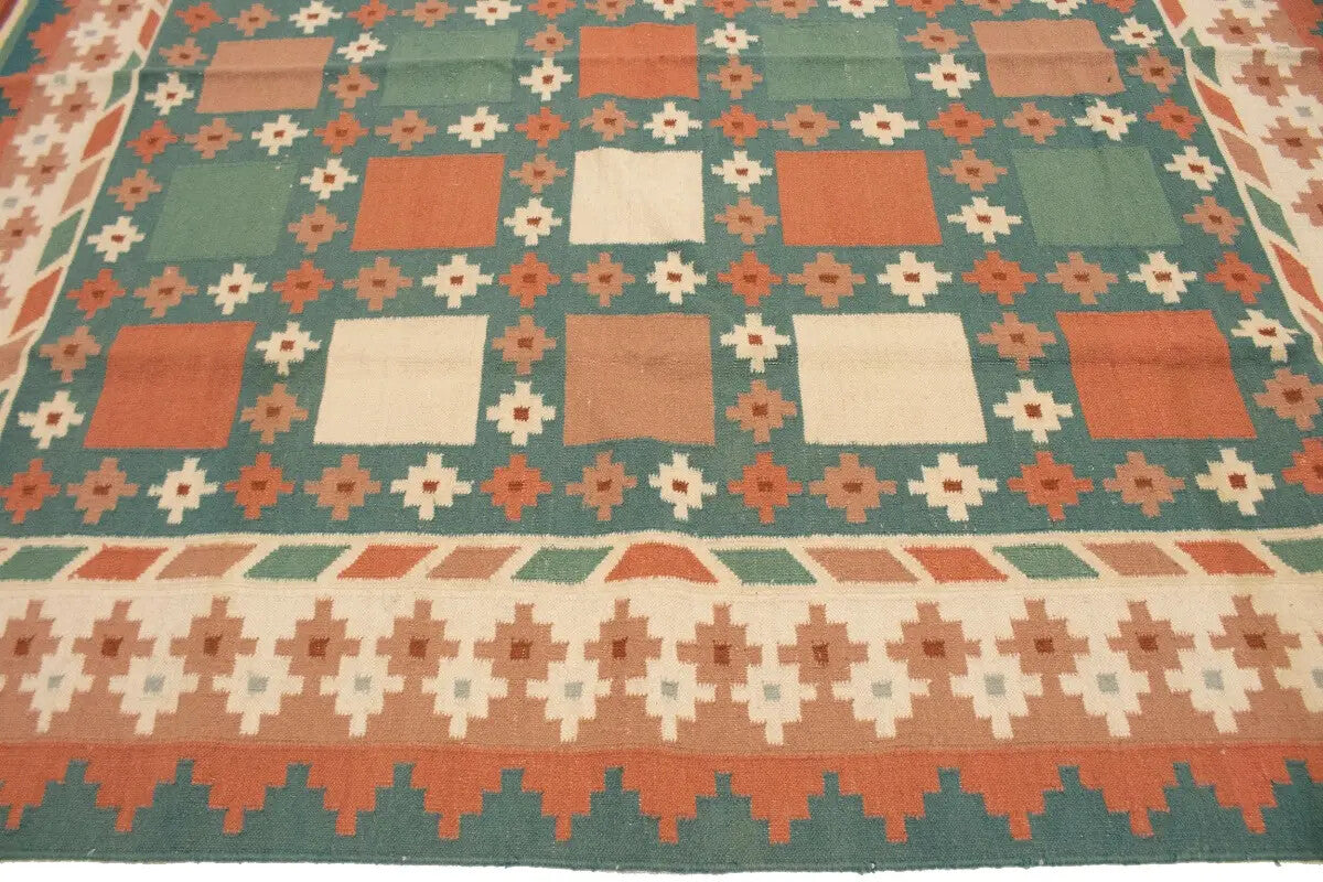 Geometric Dhurrie Rug Reversible Flat-Weave