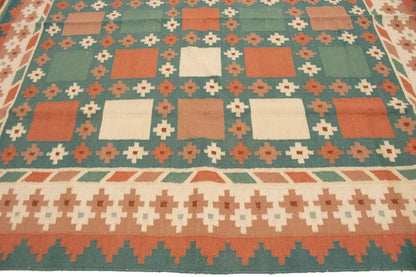 Geometric Dhurrie Rug Reversible Flat-Weave