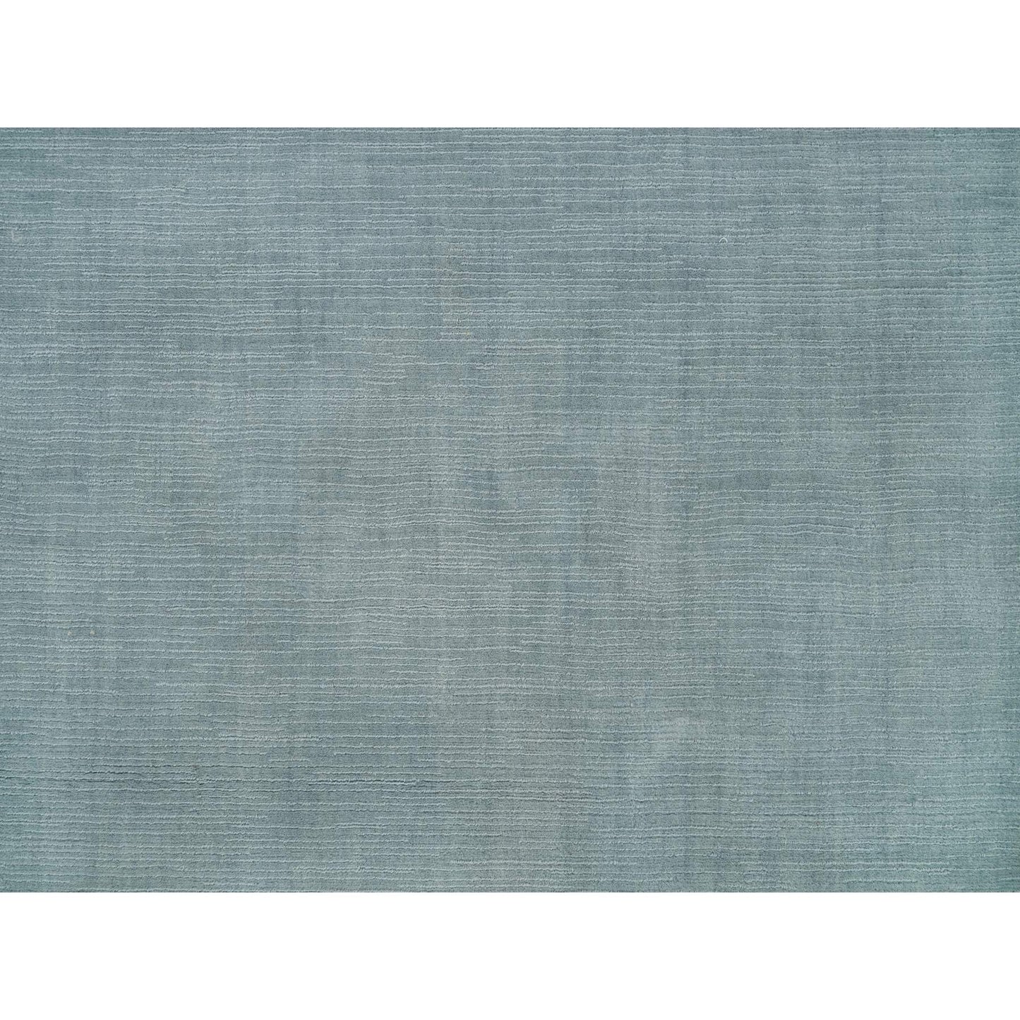 9'X11'10" Gray Loom Knotted Plain Wool And Plant Based Silk Oriental Rug