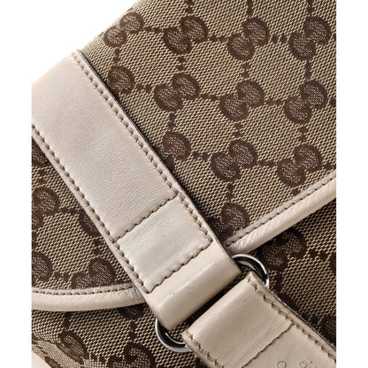 Gucci Double Belt Flap Messenger Gg Canvas With Perforated Leather Small